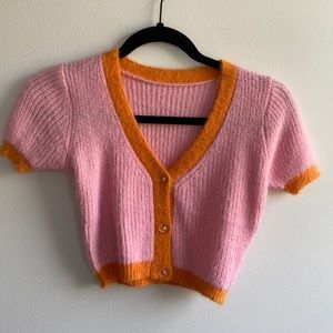 Button Up V-neck Knit Sweater